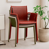 Morning Modern Plastic Rattan Woven Stackable Outdoor Armchair